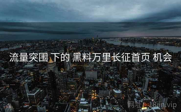 流量突围 下的 黑料万里长征首页 机会